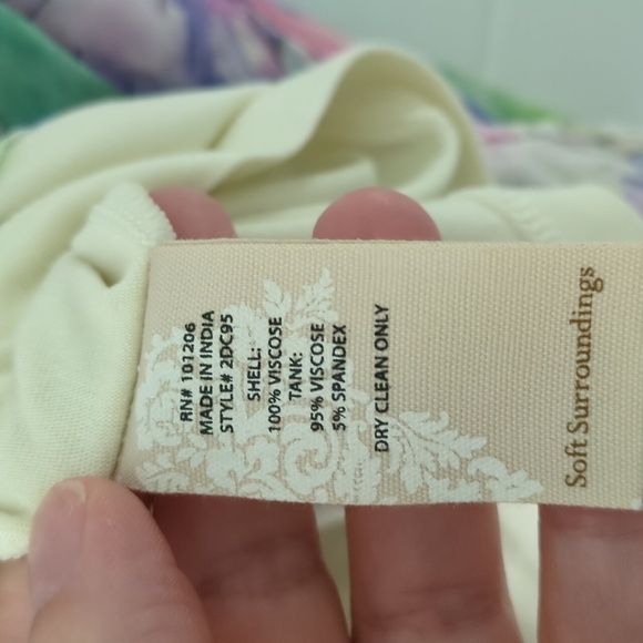 Soft Surroundings Sheer Lined floral Pastel  Multicolor Boho blouse Sz XS - Picture 5 of 9